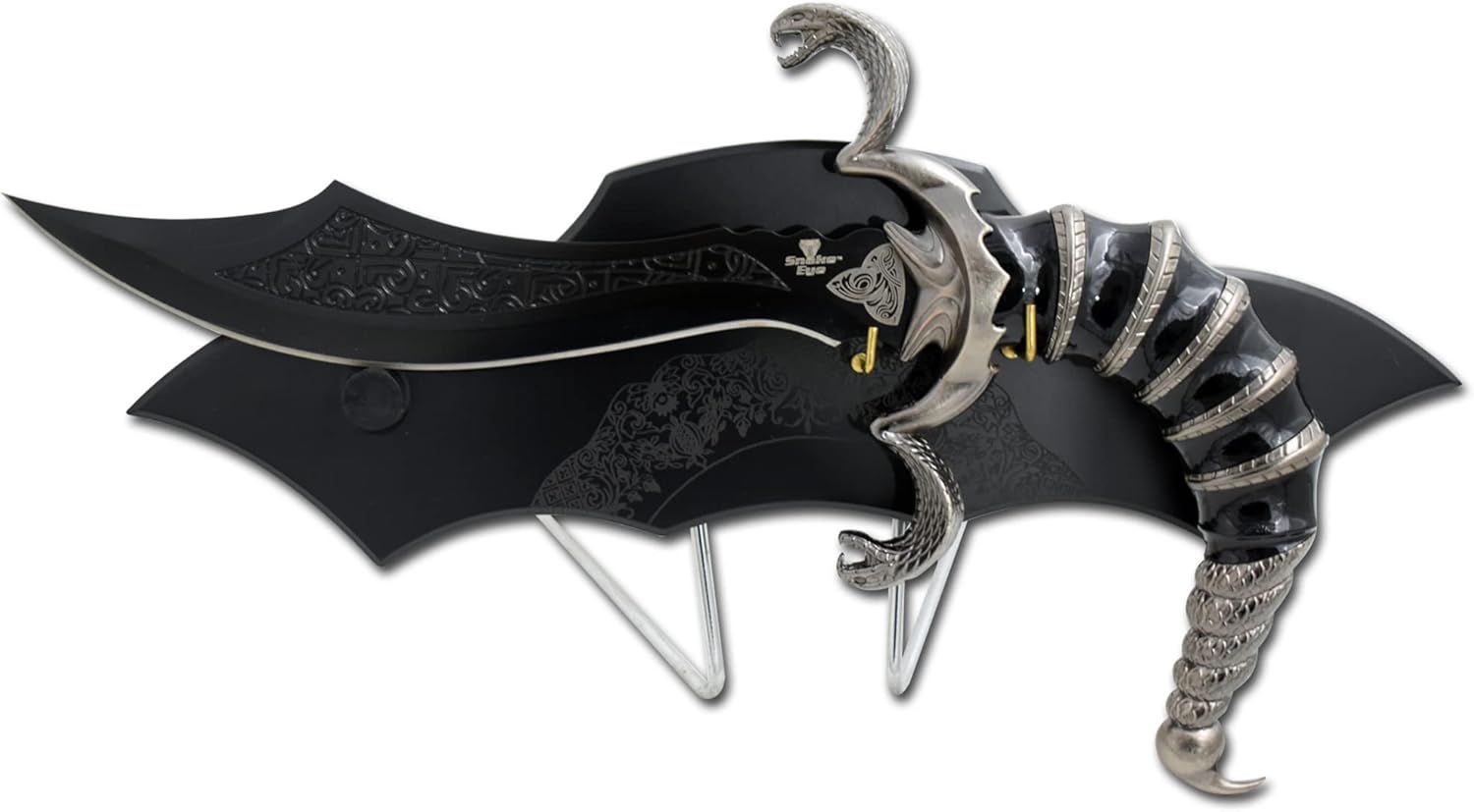 Snake Eye Scorpion Fantasy-Hunting Knife With Wooden Display Stand (Cobra)