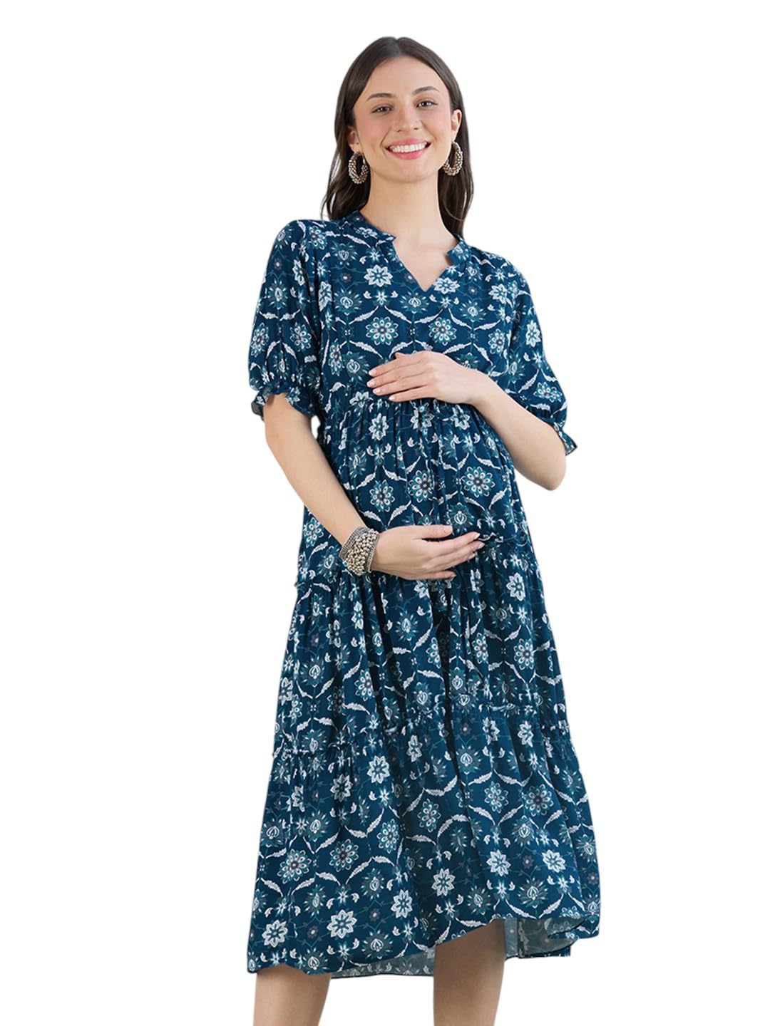 Women's Rayon Maternity Dresses | Pregnancy Feeding Nursing Dress with 14 inch Zip on Both Sides-image-44