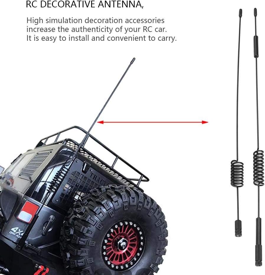 RC Antenna, 2Pcs Black Metal Decorative Simulation Accessory for RC Crawler Models, Scale Off-Road Vehicles and Hobbyist Displays