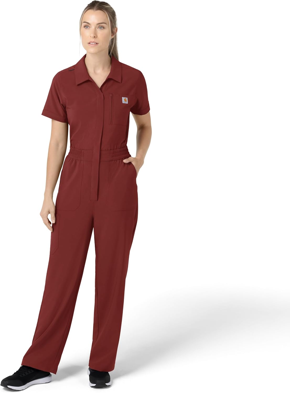 Carhartt Force Cross-Flex Scrubs for Women’s Force Cross-Flex Short Sleeve Scrub Coverall - Amber Terrain, XS