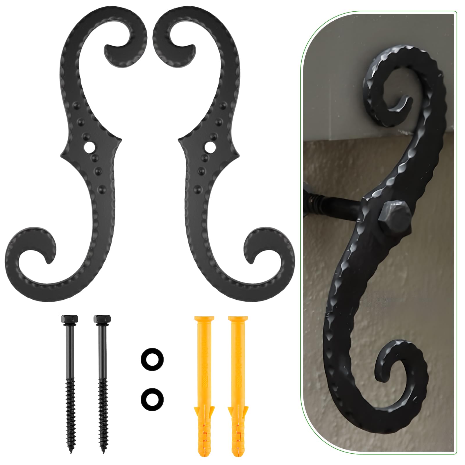 MorningRo 2 Pack Black 6.5 S Inch Shutter Dogs,Pattern