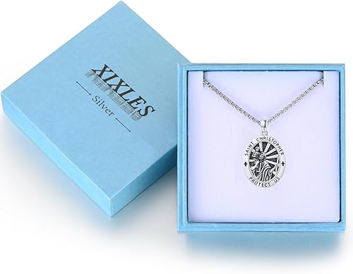 Miniatura 8 de Collar con colgante de plata de ley 925 con medalla de San Patrón, joyería religiosa para hombres y mujeres, con cadena de acero inoxidable 316L y