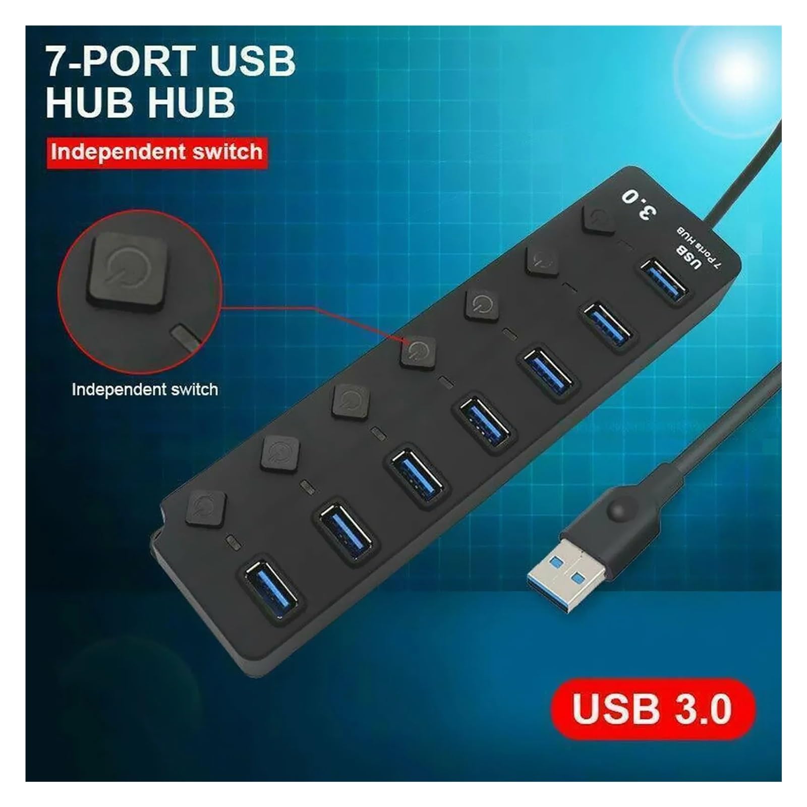 7/4-portowy Koncentrator USB 3.0 Z Wieloma Rozdzielaczami I Ładowarką Zasilacz Wiele Koncentratorów Ekspanderów Przełącznikiem Do Laptopa Technologia Szybkiego Bezpiecznego ładowania(A)