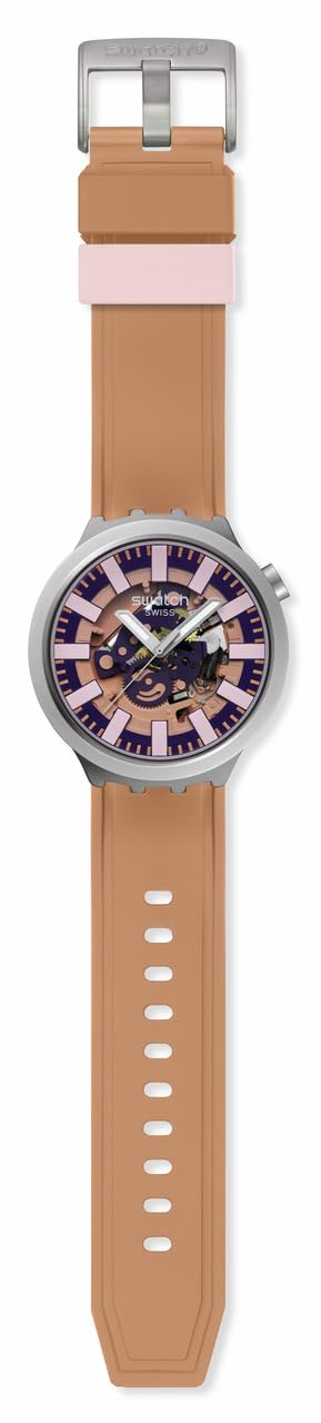 Swatch Reloj unisex casual beige de acero inoxidable cuarzo terracota marea, Beige