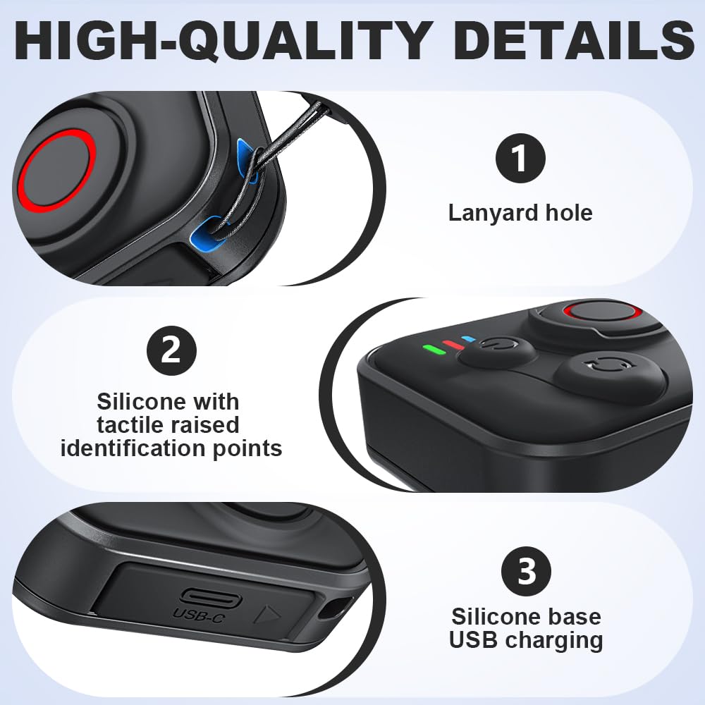Bluetooth Fernbedienung für Insta360 X5/X4/X3/X2/Ace Pro 2/Ace Pro/GO3S/GO3/GoPro Hero 13/12/11/IOS/Android, Wasserdicht Wireless Smart Fernbedienung mit Handschlaufe, 50M Reichweite, BT5.1