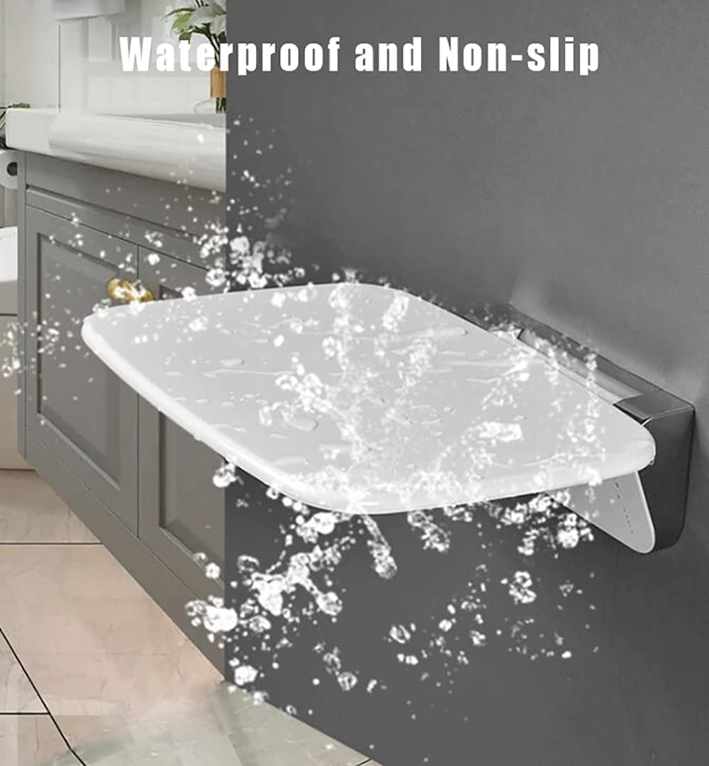 Asiento Abatible para Ducha Cómodo Asistente De Baño,montado En La Pared Anciana Mujer Embarazada Silla Plegable Montada En La Pared Carga Máxima 200 Kg, 35 * 27,5 Cm