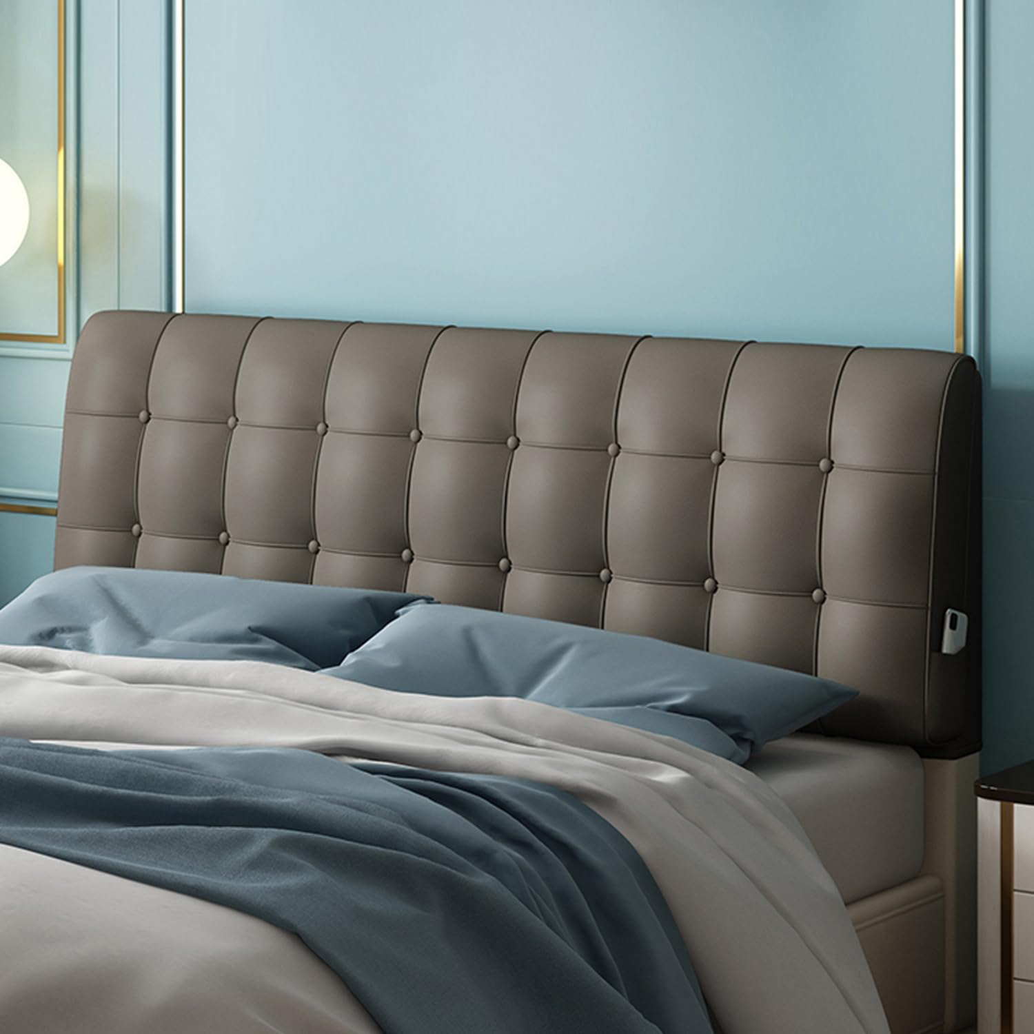 ZZYK Brown,Straps/71x23x2In, Headboard Cushion Full High Resilience Bed Pillow Upholstered Headboard Wall Mounted Bed Backrest Double Support Cushion for Home Bedroom Daybed