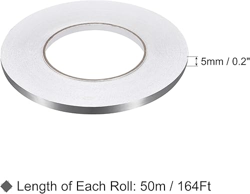 Miniatura 2 de uxcell Adhesivo autoadhesivo de aluminio de 0.2 pulgadas x 164 pies, tira de cinta adhesiva impermeable para pared, gabinete, cocina, color plateado