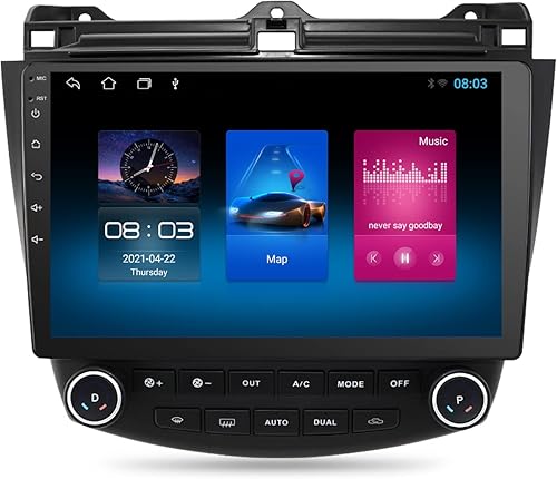 hizpo Android 12 receptor estéreo para coche compatible con Honda Accord 7 2003 2004 2005 2006 2007 soporte SWC pantalla táctil 1080 p FM Radio