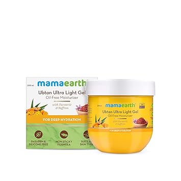 Mamaearth Ubtan Ultra Light Gel Oil-Free Moisturizer For Face, Body and Hands; with Turmeric & Saffron for Deep Hydration - 200 ml
