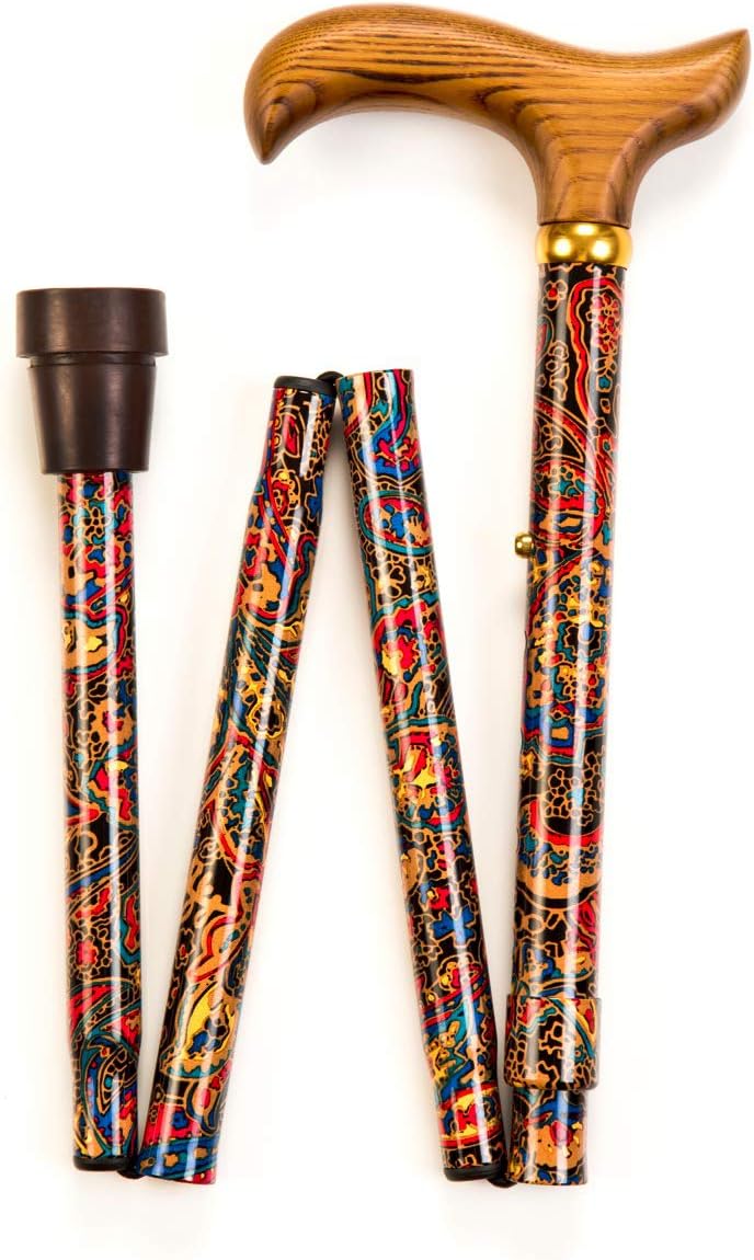 Paisley Folding Walking Stick - Adjustable from 36" to 32"