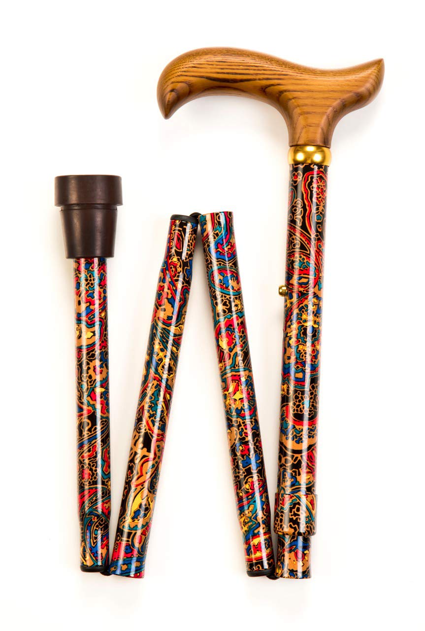 Paisley Folding Walking Stick - Adjustable from 36" to 32"