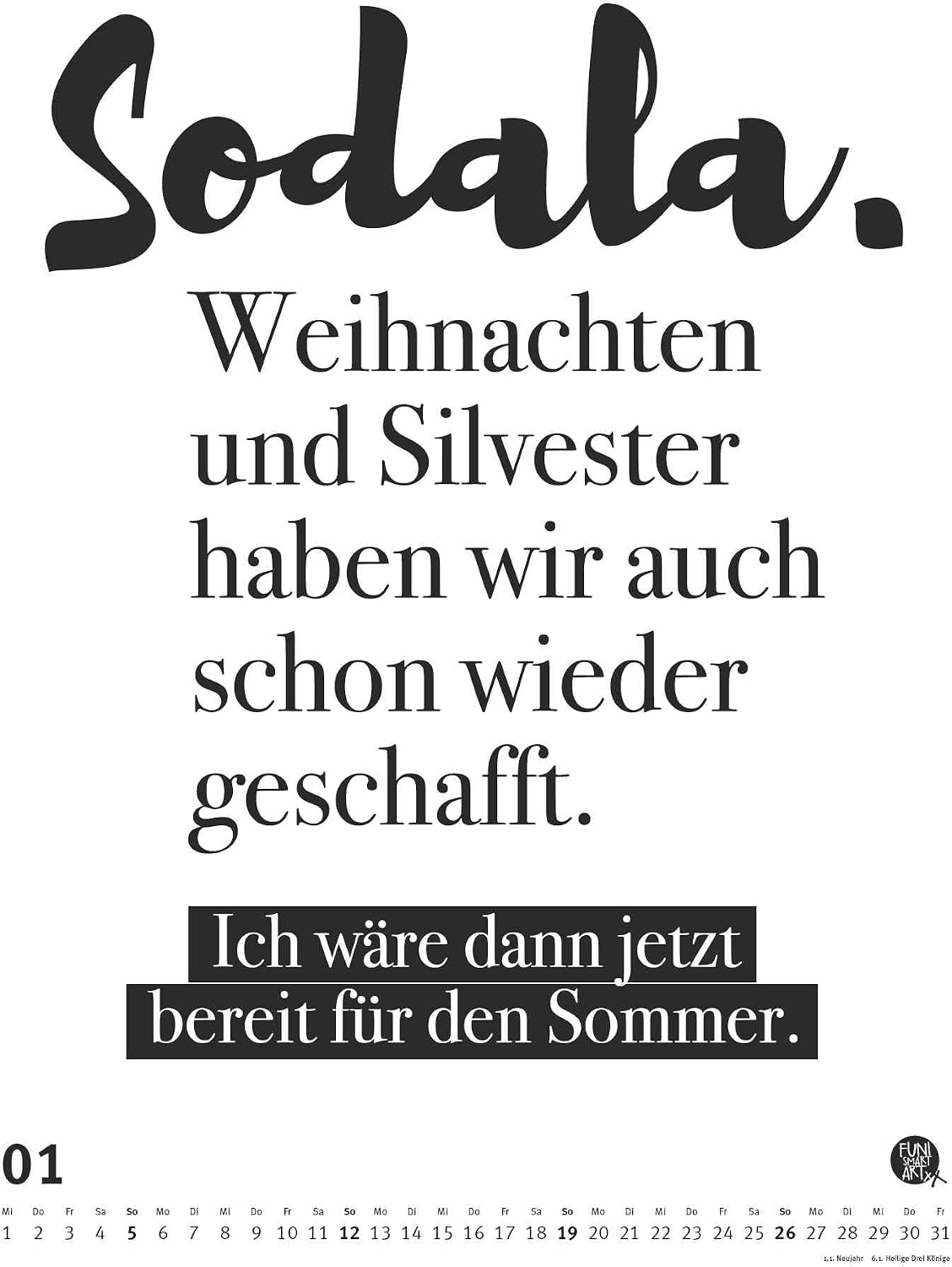 Funi Smart Art Sayings Calendar 2025 – Typo-Calendar – Poster Format 50 x 70 cm image 3