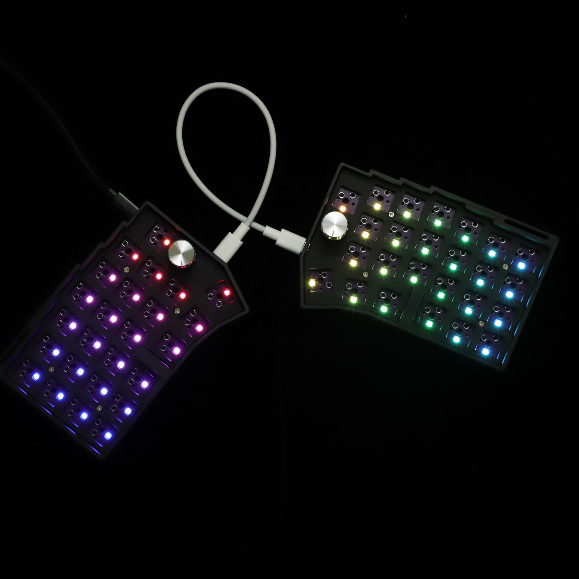 YMDK Worne Wired Split Tastiera Manopola 52 Tasti Ergonomico RGB Swap Cornix Layout 3D PLA QMK Vial Mini Kit Tastiera