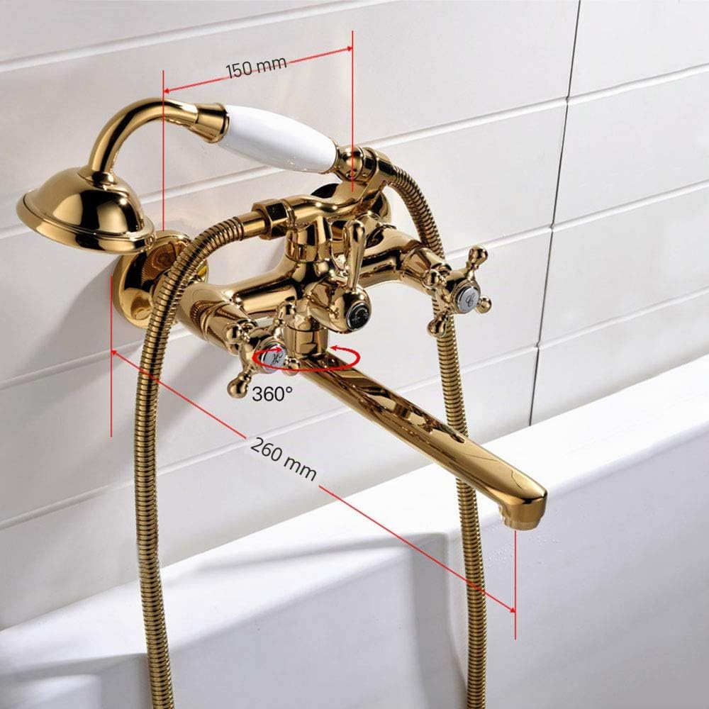 HomeLava mezclador de baño retro grifo de baño grifo nostalgia mezclador de dos manijas dorado para bañera