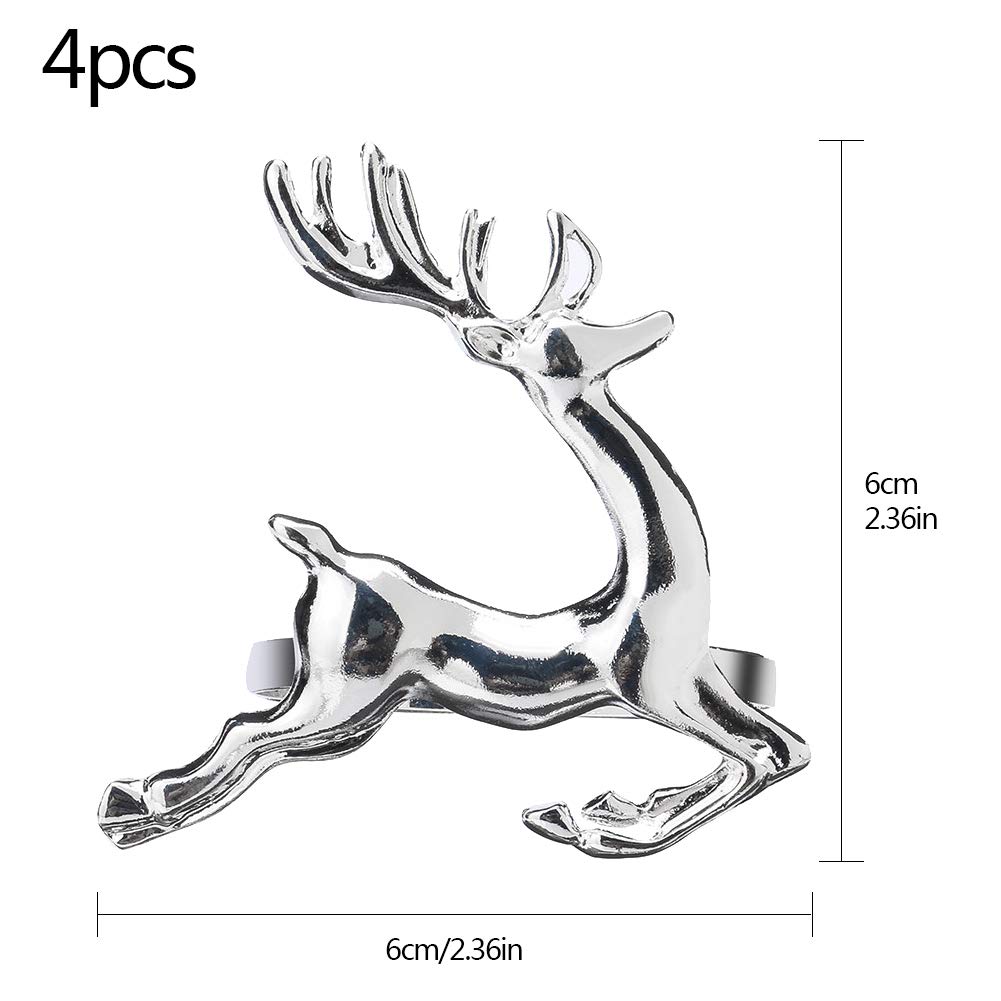 Amosfun 8x Weihnachten Serviettenringe Rentier - Silber Tischdeko