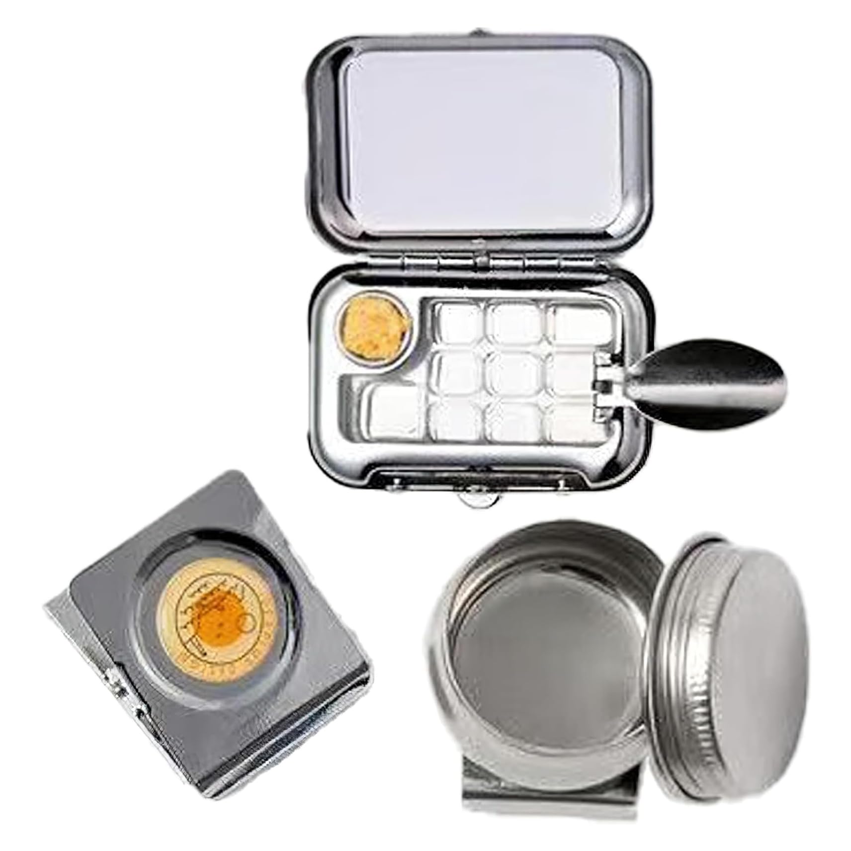 Set di colori ad acquerello da viaggio, 10 griglie Mini tavolozza per acquerelli vuota con clip magnetica e brocca per rondella penna, Set di acquerelli portatile, Mini tavolozza, vernice