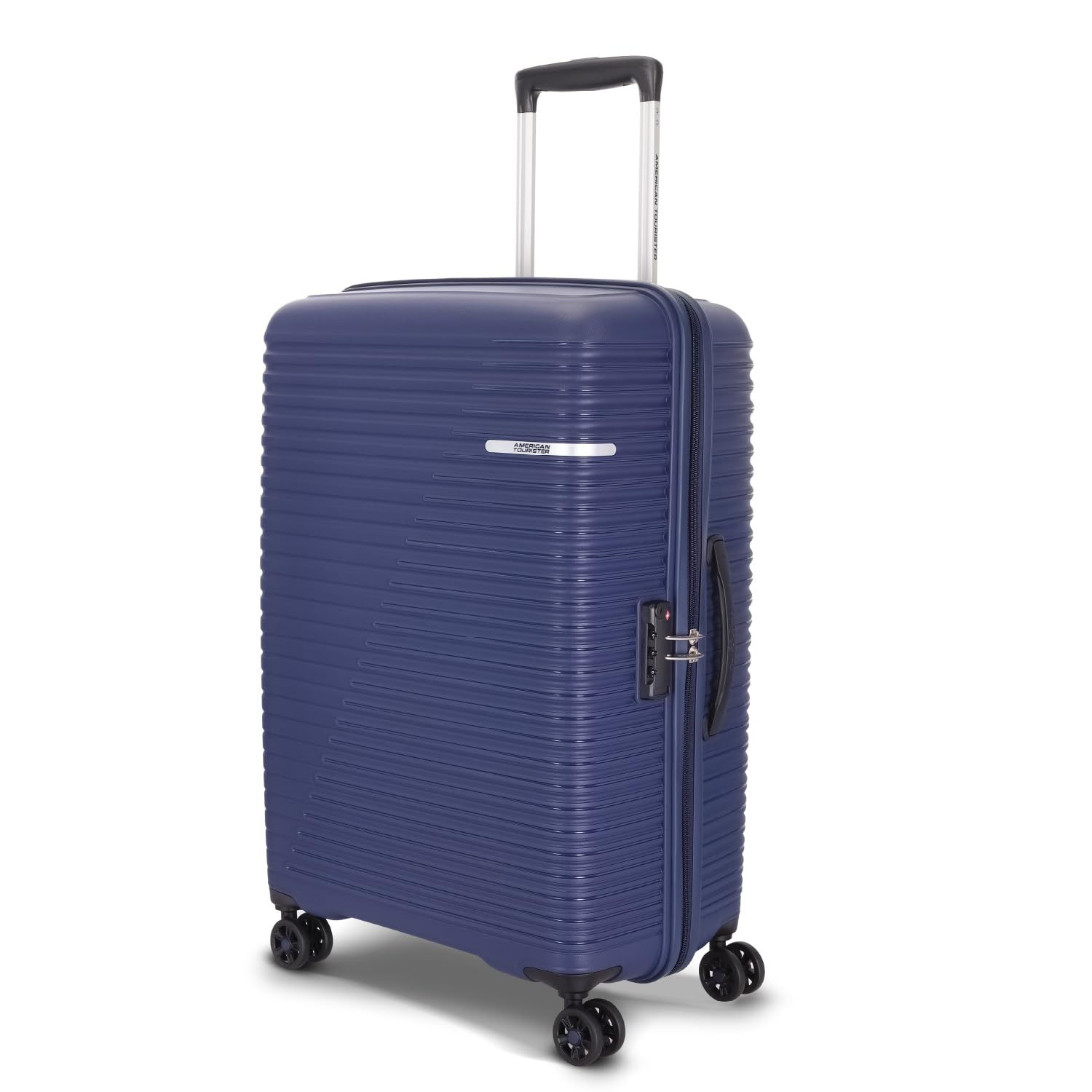 American Tourister Liftoff+ | Medium Size Check-in Trolley Bag (67 cm) for Travel | 360° 8 Wheel Travel Luggage | Hard Case Polypropylene (PP) Suitcase | Mounted TSA Lock | Midnight Blue