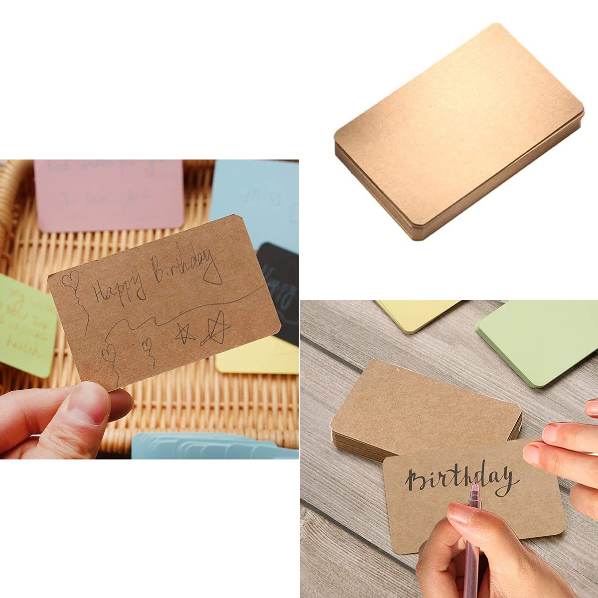 ITZAMNA 100-Pack Blank Kraft Business Cards - 3.5" X 2", 300 GSM Thick Paper For DIY Crafts & Stamping - View #10