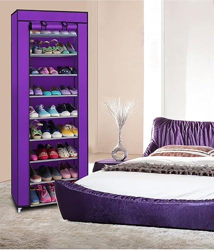 Nefelibzx Zapatero vertical de 10 niveles con cubierta, organizador de zapatos de tela no tejida, zapatero de pie libre a prueba de polvo con fundas