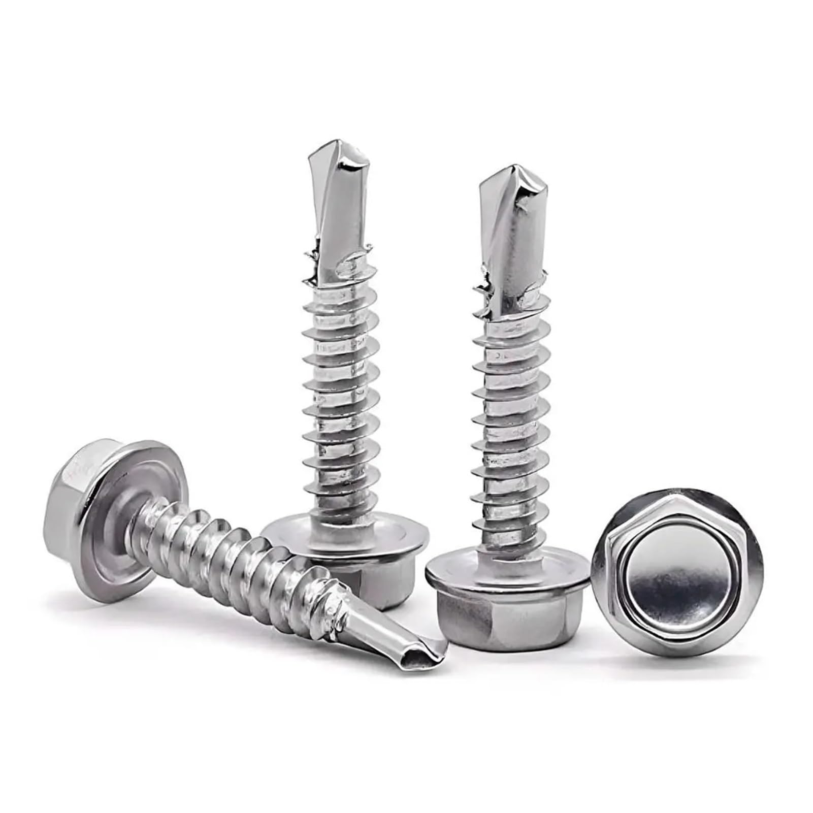 Kit surtido de 250 tornillos autorroscantes con accionamiento hexagonal exterior y rosca completa, de acero inoxidable 410