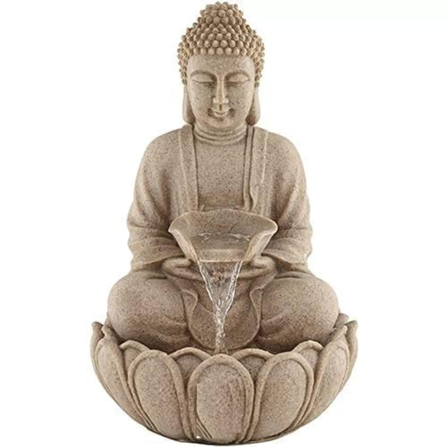 Polyresin Lotus Buddha Water Fountain for Home, Office, Garden (18 X 18 X 30Cm) Decor Items for Living Room | Best Gift for Any Occasion. Vastu Kamal Buddha Water Fountain
