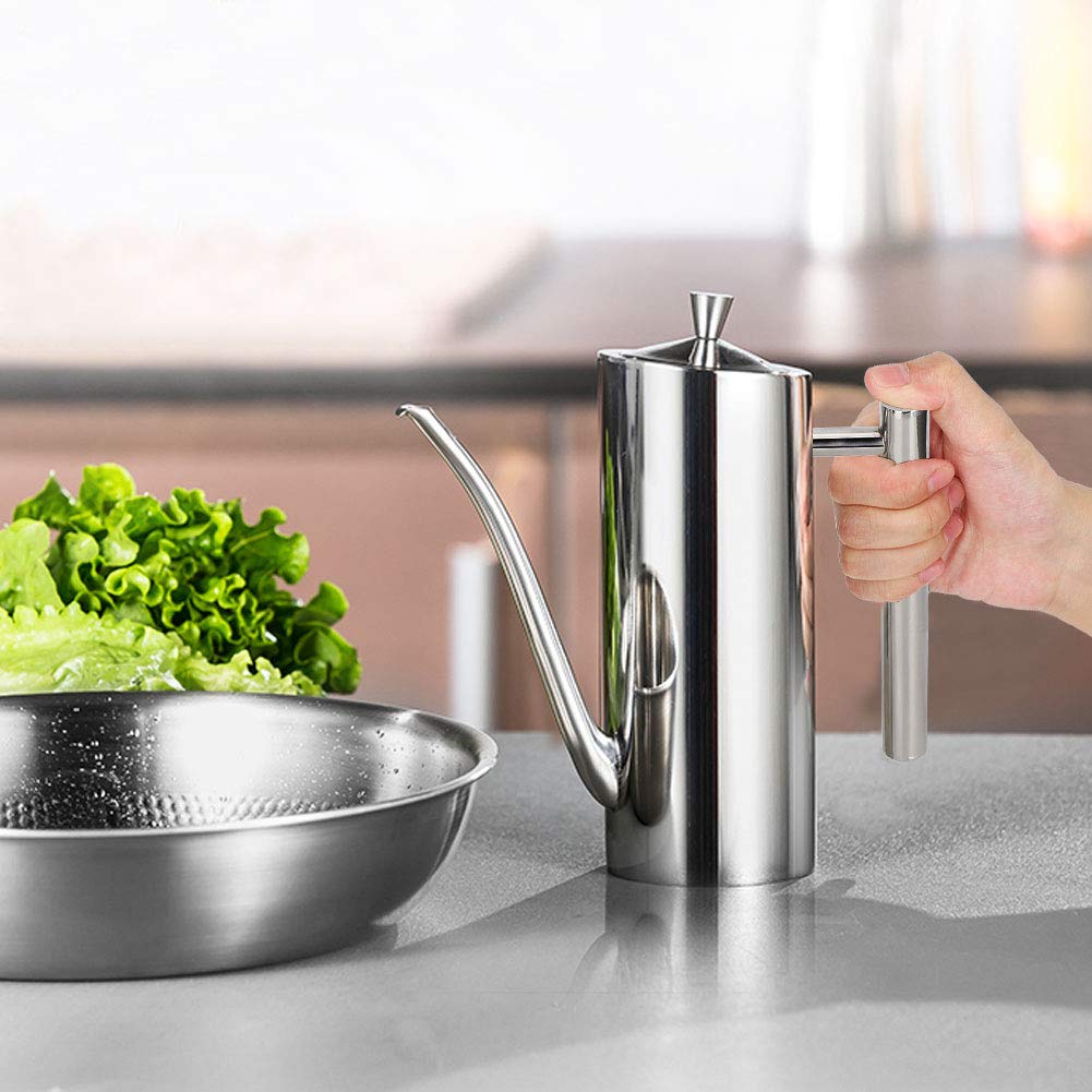 Ymiko Bottiglia di Olio Vuote, Pentola per Olio da in Acciaio Inossidabile, Bottiglie per Dispenser di Olio a Spruzzo, Spruzzatore Olio Spray per Domestica Ristorante(0.7L)