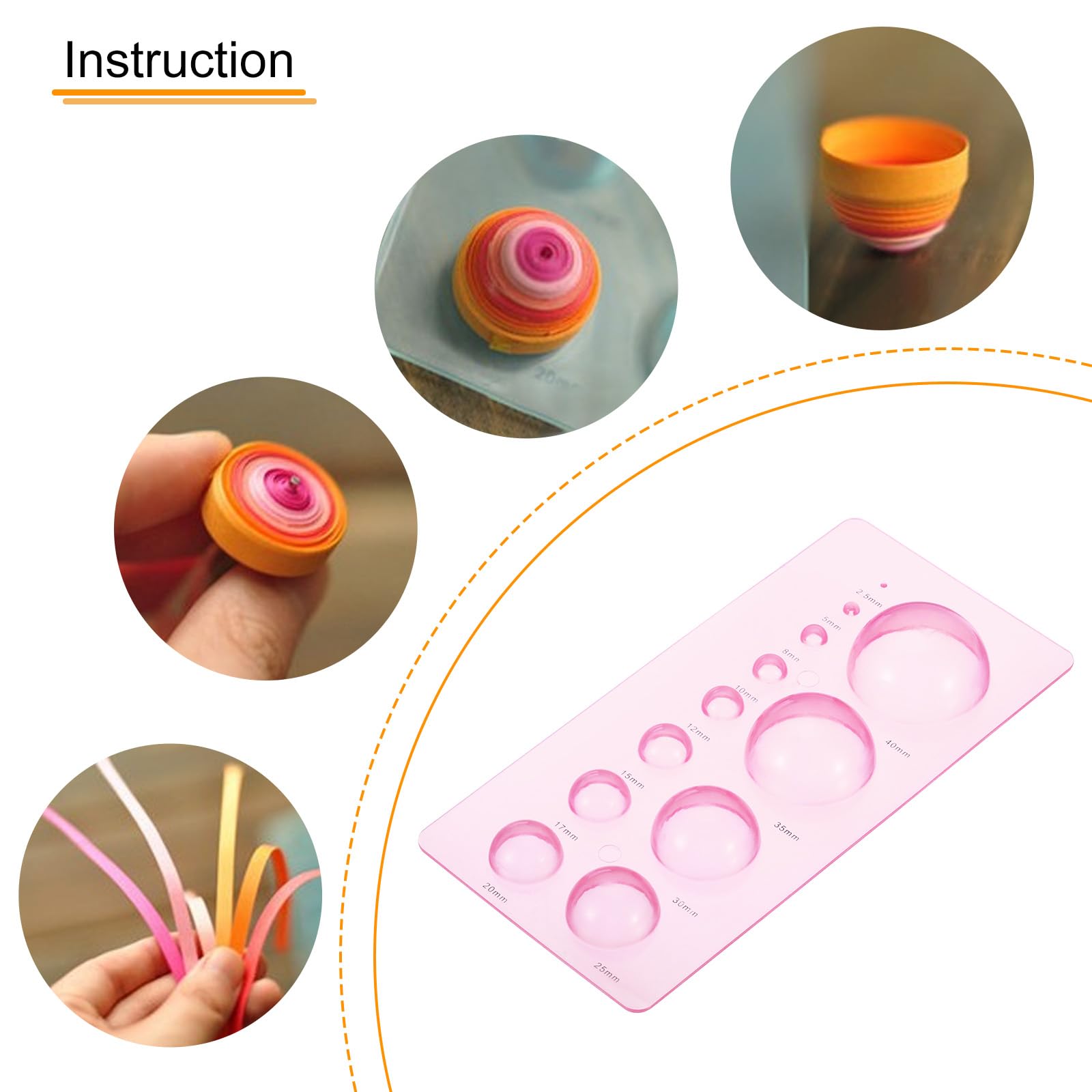 PATIKIL Quilling Mold 7x3 Inch, Half Ball Domes 2-Row Mold Crimper Tool for 3D Flower Pot Crafts, Pink, 175x85mm - Image 3