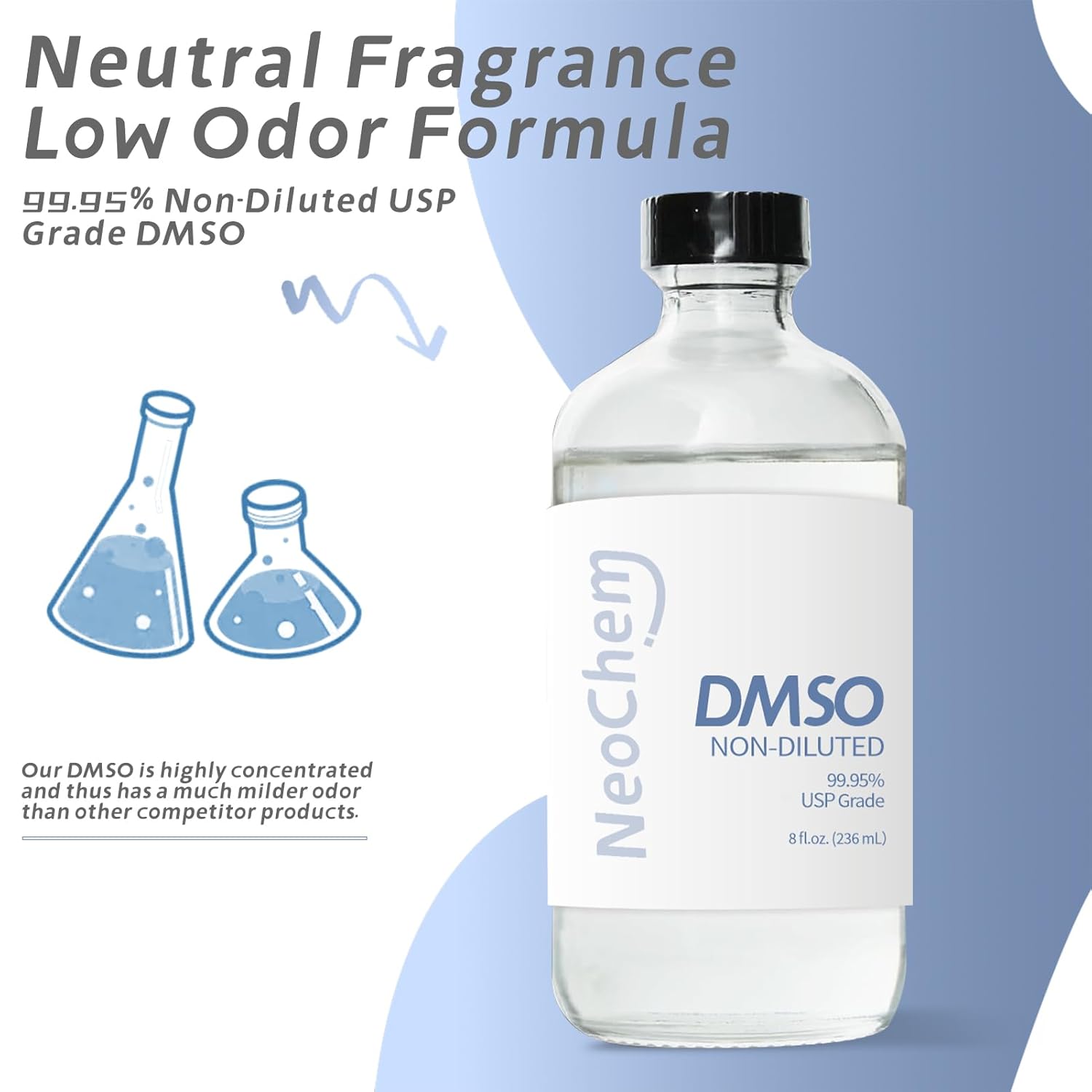 Dimethyl Sulfoxide (DMSO) 99.95% Pure Liquid |8 oz. DMSO Non-diluted | Undiluted & Odorless, Contained in Premium Glass Bottle - Image 2