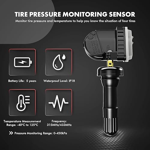 Miniatura 3 de A-Premium Sistema de monitoreo de presión de neumáticos de 315 MHz Sensor TPMS compatible con Ford F150 Edge Mustang Explorer Expedition Fiesta