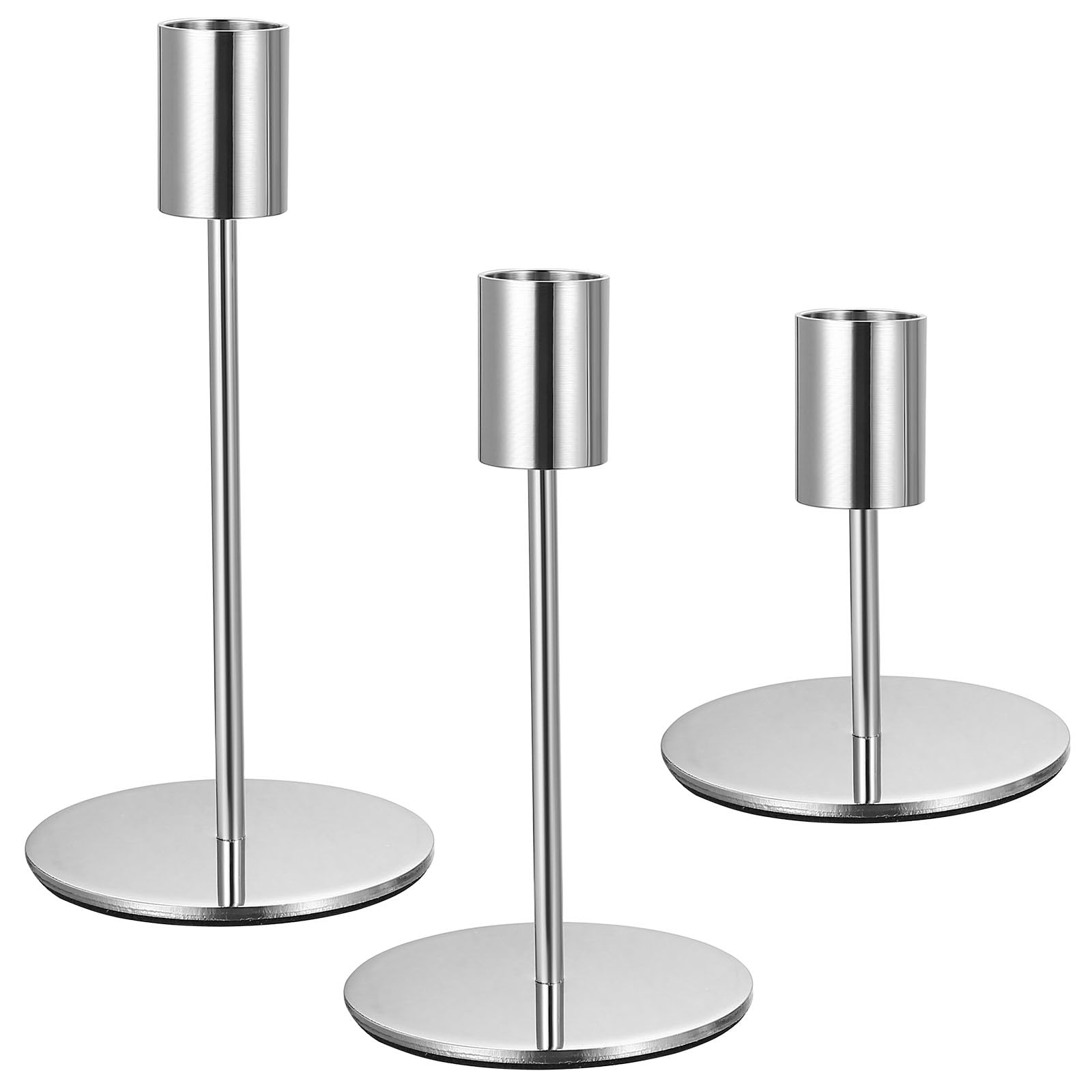 3 Pcs Candle Holders, Candlestick Holders for Taper Candles, Vintage Metal Candle Sticks Holder Stand for Home Party Room Wedding Dinners Tabletop Decoration (silver, Gold(8.5cm,14cm,16cm))