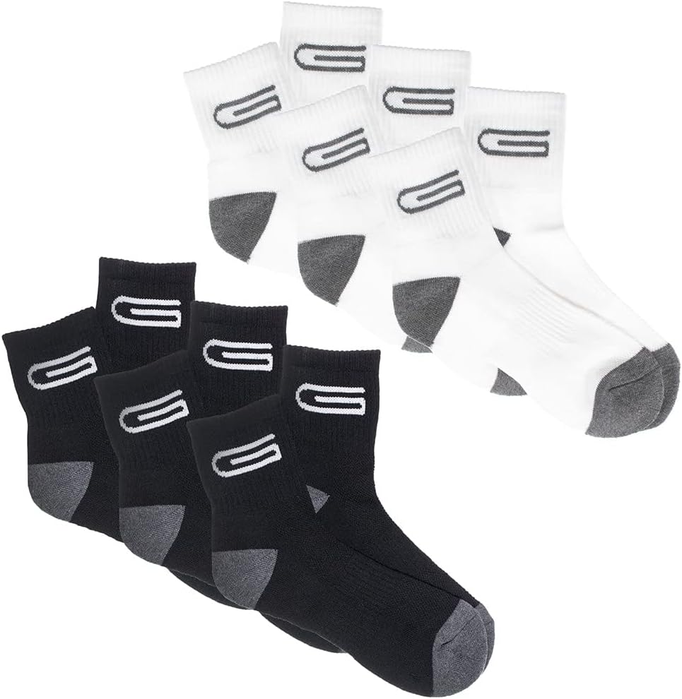 GOLBERG G Men’s Hiking Walking Outdoor Recreation Wicking Socks - Mid-Calf Cushion Crew Socks - 6 Pack Black & Charcoal Gray
