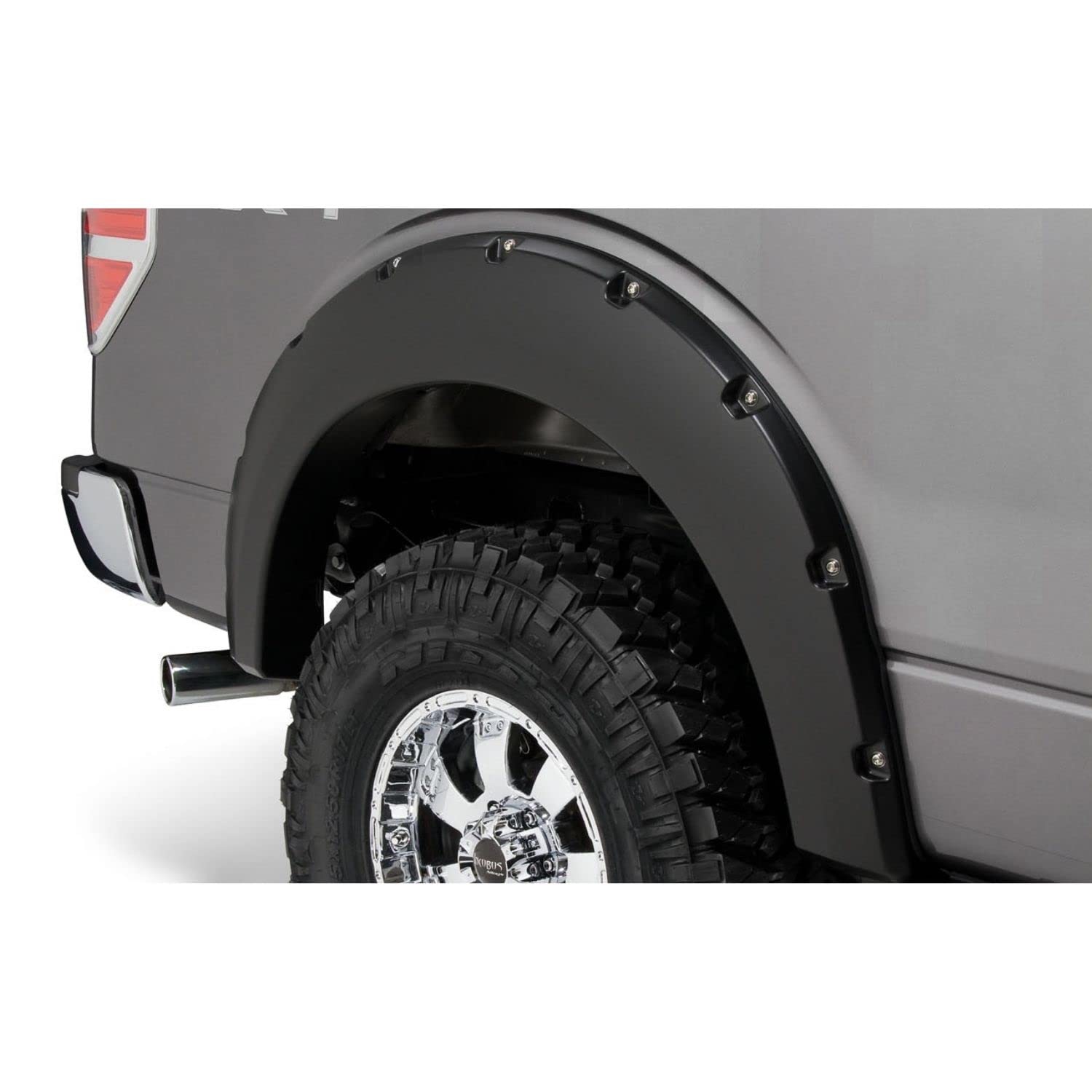 Photo 1 of Bushwacker Pocket/Rivet Style Rear Fender Flares | 2-Piece Set, Black, Smooth Finish | 20080-02 | Fits 2009-2014 Ford F-150 (Excludes Raptor)