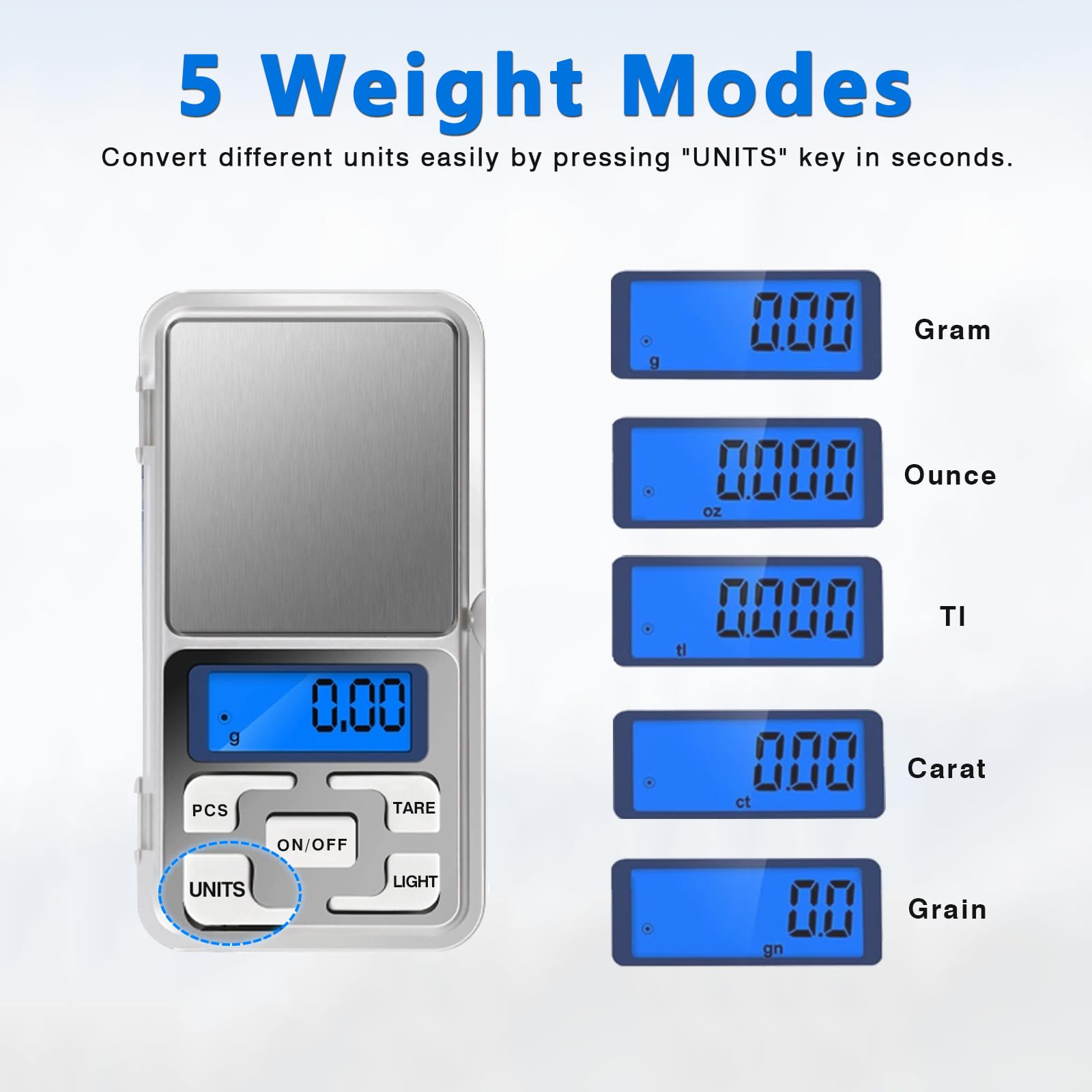 Alta Precisione Mini Elettronica Digitale Pocket Bilancia Gioielli Bilancia Bilancia Portatile 500g/0.01g Funzione di Conteggio LCD Blu g/tl/oz/ct