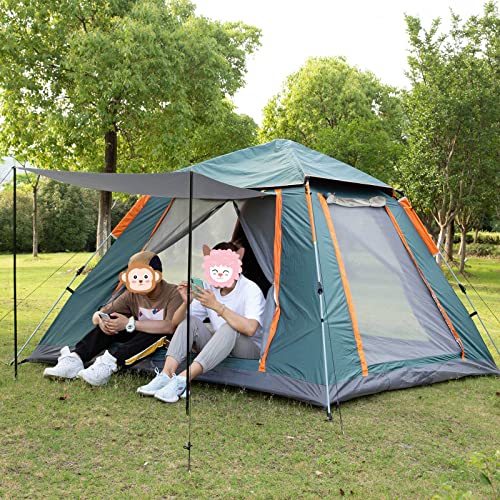 Shinyever テント ワンタッチテント 2~3人用 4人~5人用 二重層 キャンプテント ワンタッチ 設営簡単 折りたたみ 前室付き uvカット 通気性 4面の大型メッシュ 防水 軽量 キャンプ用品 アウトドア (緑215x215x143cm) 7枚目