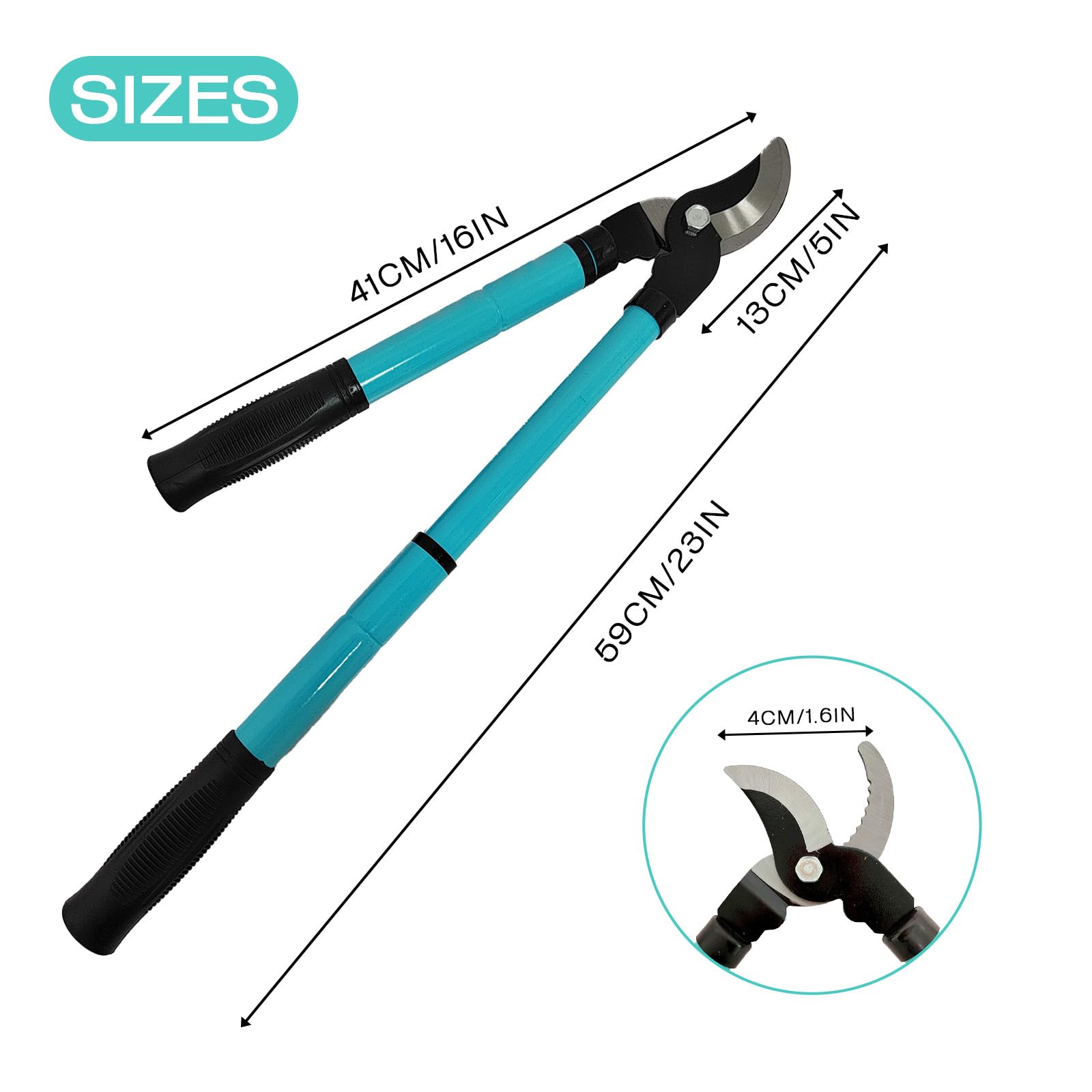 Cesoie Troncarami Telescopiche 41-59 cm, Troncarami Leggeri con Lame Affilate in Acciaio SK-5 con Rivestimento Antiaderente per Tagliare Legno Fresco Fino a 40mm di Diametro