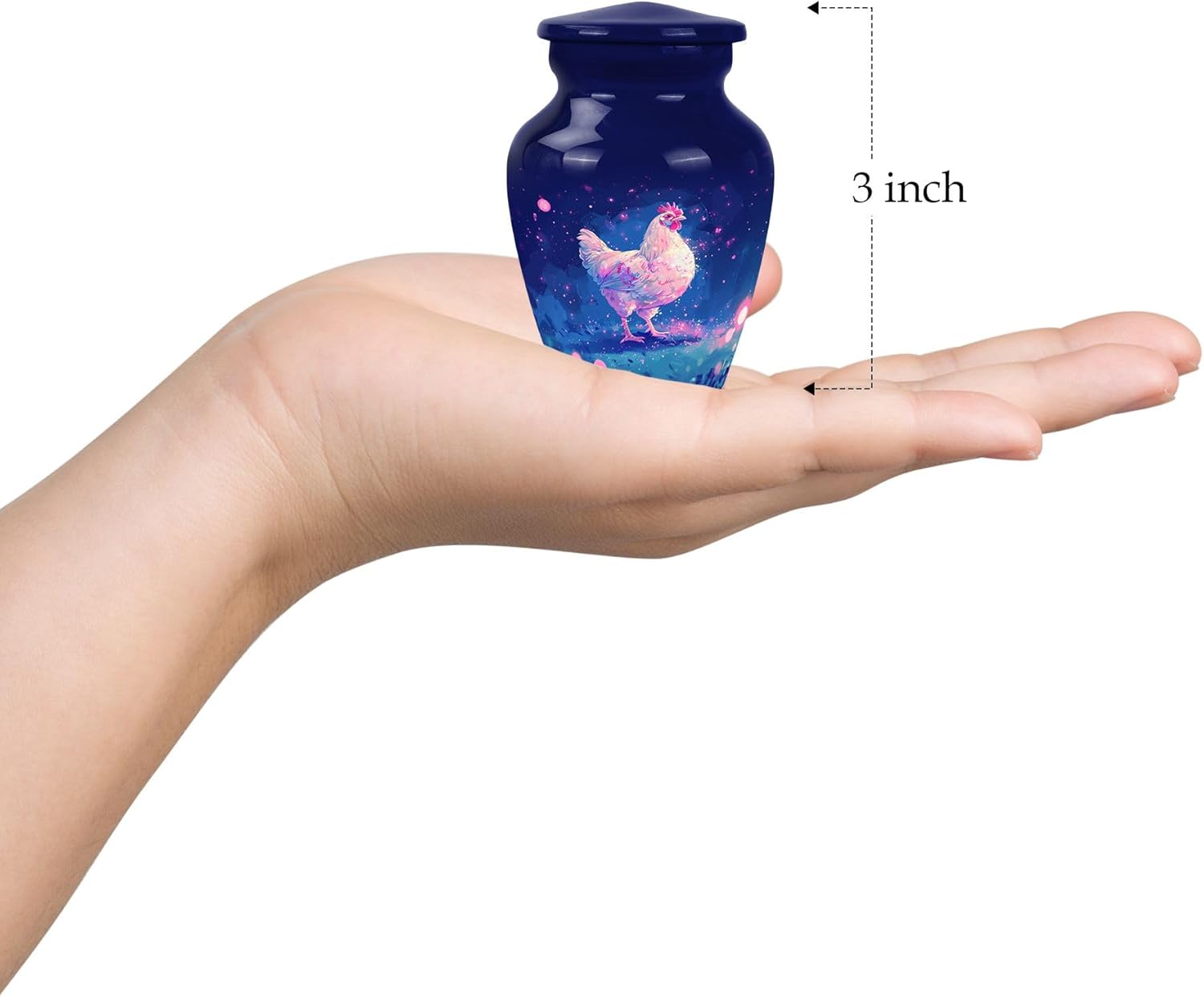 Magical Chicken Cosmos - Mini Urns for Ashes - Companion Urns for Burial - Cremation Urns for Burial - Decorative Urns for Human Ashes - Ashes Holder (Size-3inch,1pcs)