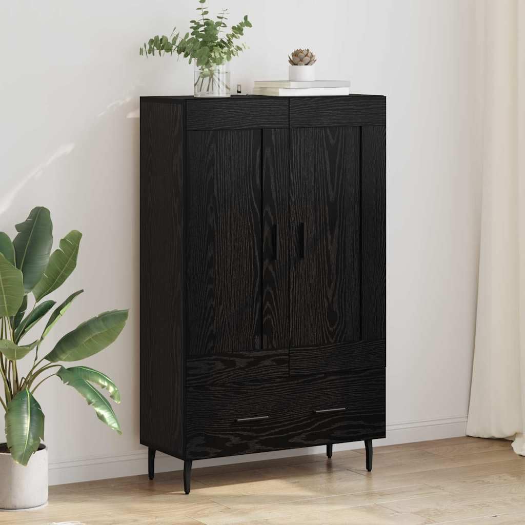 Meuble haut noir aspect chêne 69,5 x 31 x 115 cm
