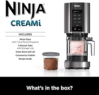 Ninja CREAMi 7 Pre-Set Programme Ice Cream & Frozen Dessert Maker With 5 Additional Dessert Tubs With Lids And Ice Cream Scoop (NC300UKCO) - Black & Silver