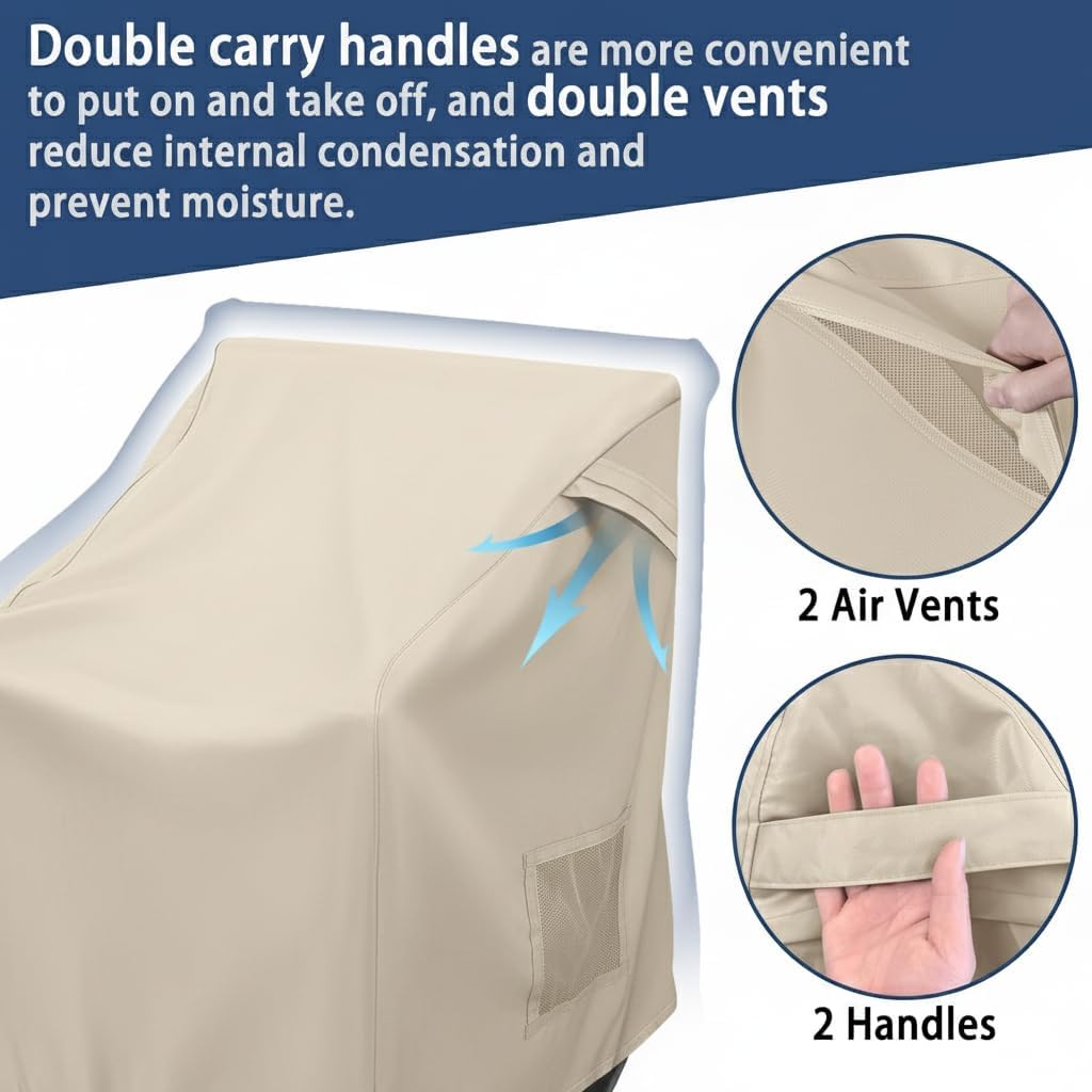 4 Pack Patio Rocking Chair Cover 27.5" L x 32.5" D x 39" H 420D Waterproof Oxford Fabric Production Outdoor Furniture Rocking Chair Covers - khaki