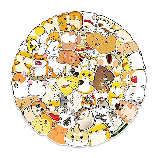 Hamster Aufkleber Sticker Set 50 Stück Tiere Wasserfeste Vinyl Decals Laptop Skateboard Koffer Helm Auto Fahrrad Handy Motorrad Fahrrad Scrapbook Mitgebsel Tagebuch Tassen