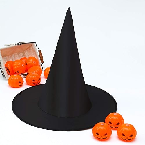 Miniatura 4 de Elcoho Paquete de 10 sombreros de bruja para disfraz de Halloween, accesorio para fiestas de Halloween, color negro