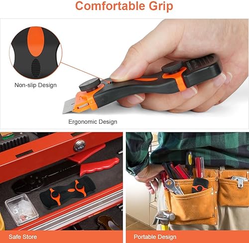 Miniatura 7 de Paquete de 2 raspadores de cuchillas de afeitar, herramienta raspadora 2 en 1 con 20 cuchillas de metal y 20 cuchillas de plástico, raspador de