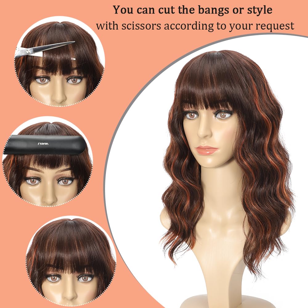 14 Inch Curly Bob Wig with Bangs Synthetic Heat Resistant Wigs for Women KEAT 14-Inch Curly Afro Wig for Black Women | Natural  main image 4