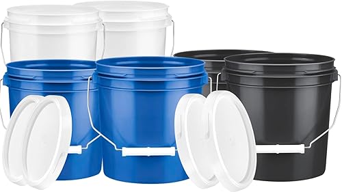 House Naturals Contenedor de plástico de 1 galón con tapa, grado alimenticio, sin BPA, fabricado en Estados Unidos (paquete de 6)