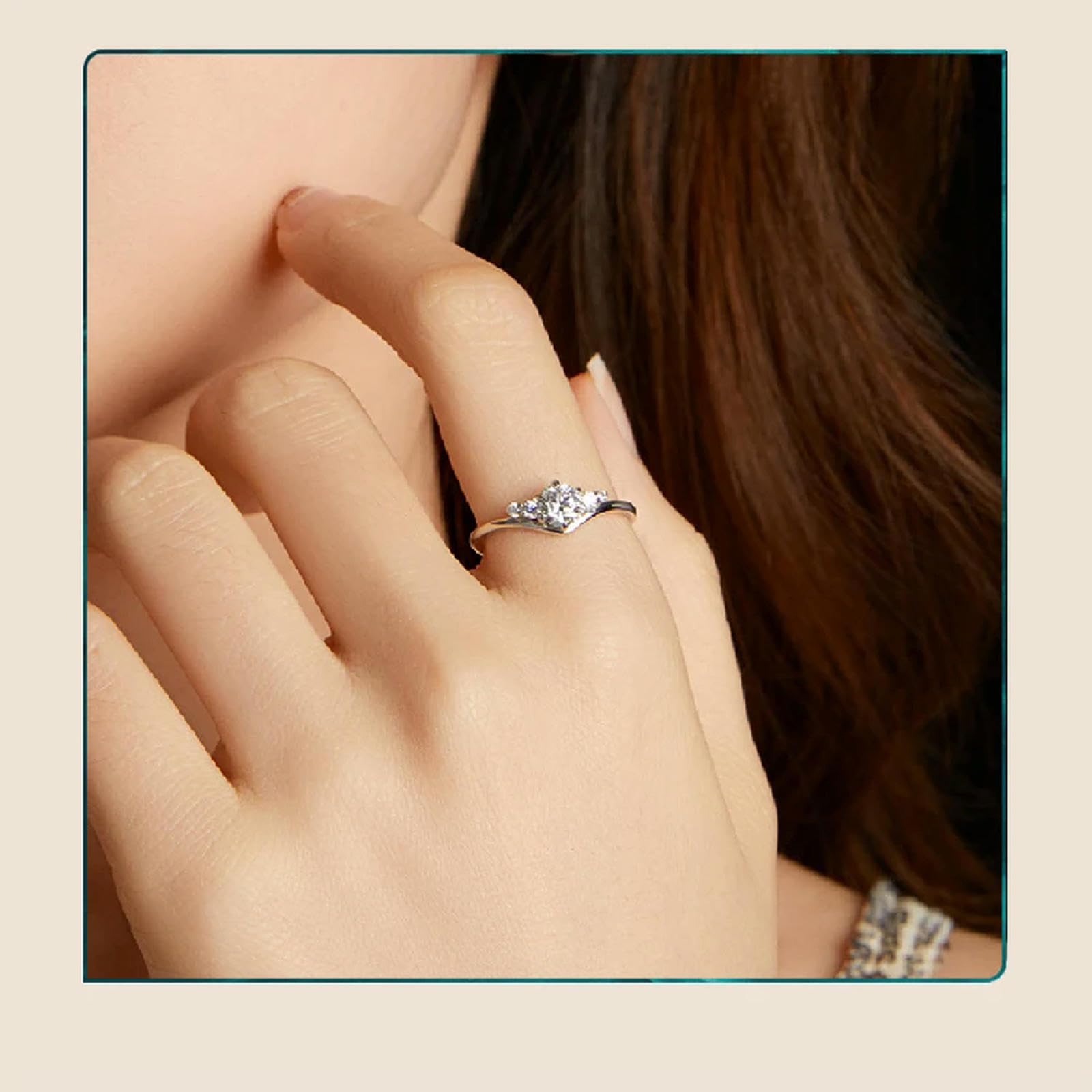 Anillo De Moissanita De 0,6 Quilates Con Engaste De 5 Piedras, Color D, Vvs1, Original, Para Mujer, Joyería De Boda.