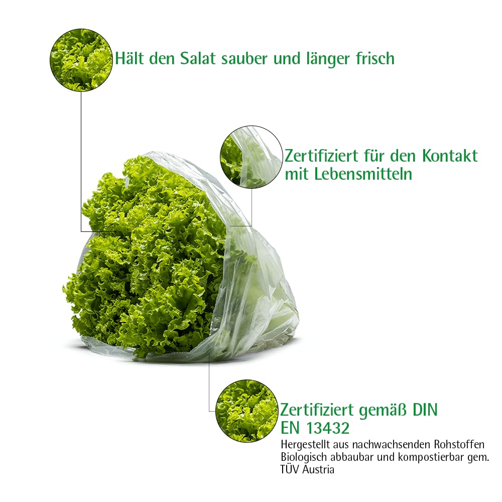 bioMat Sacchetti salvafreschezza per verdure senza manico, 2.000 Pezzi, Adatti per alimenti, Qualità premium, Ecologici, Realizzati in Germania