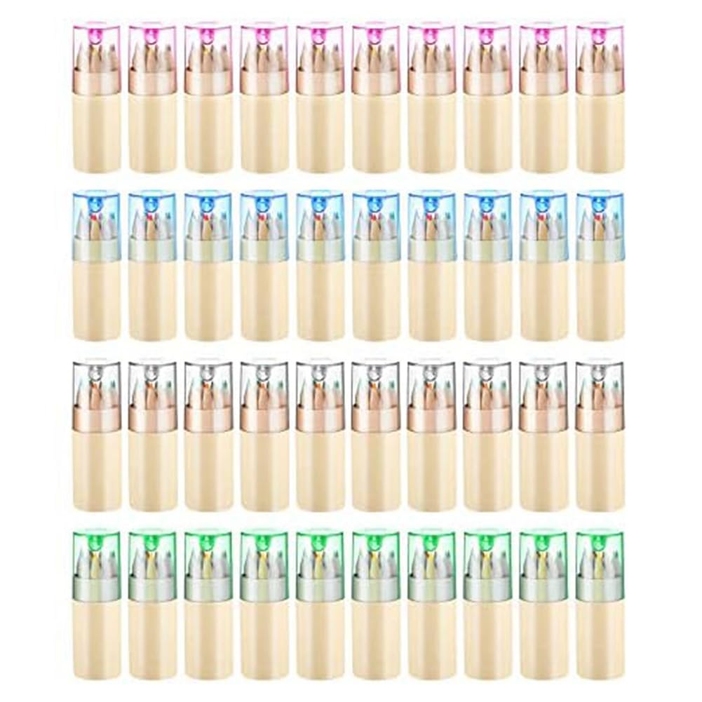 40Er-Pack Mini-Buntstifte mit Spitzer, Tragbare Buntstifte, 12 Zeichen-Buntstifte zum Zeichnen Von Kindern und Erwachsenen