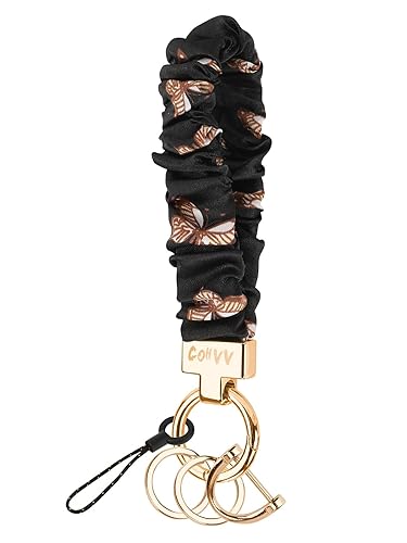 Scrunchie Keychain Wristlet for Women - Stretch Car Key Holder