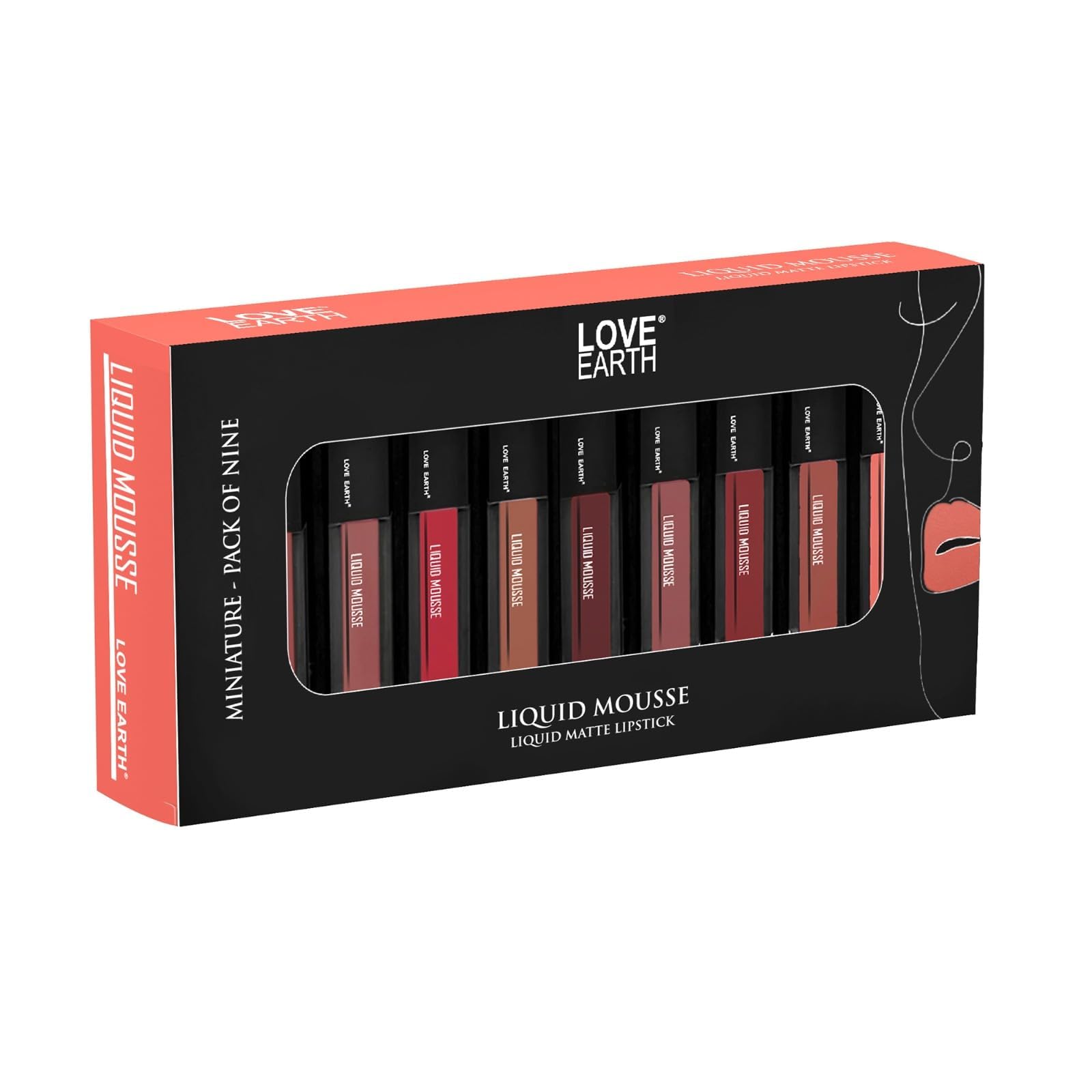 love earth LoveEarth Liquid Matte Lipstick Combo Pack - 9-Piece Set with Waterproof Mousse Jojoba Oil, and Vitamin E - Smudge-Proof & Transferproof Mini Liquid Lipstick Long-Lasting Lip Makeup Gift Set for Women-picture-22